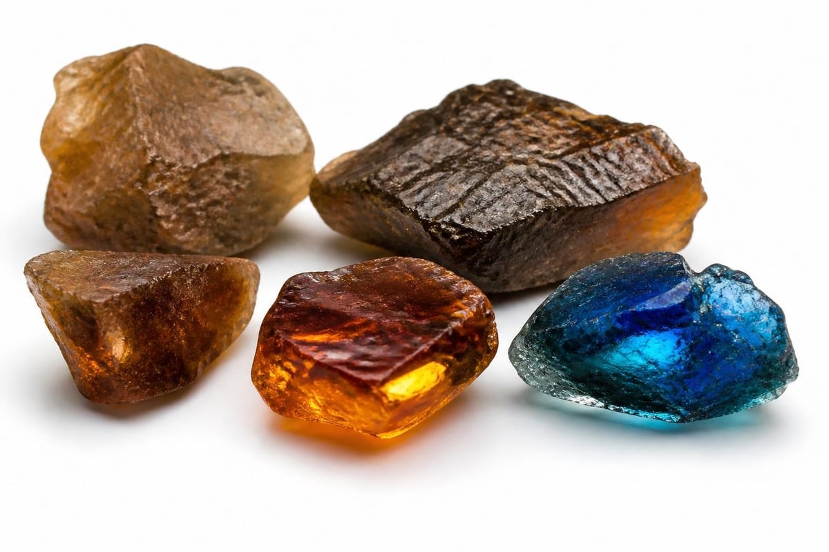 Chemical transformation process creating blue fluorescence in amber