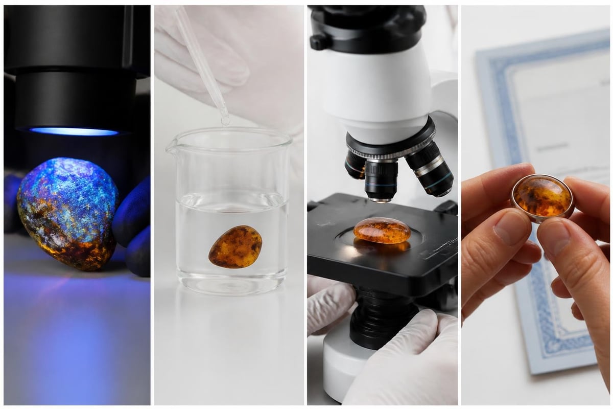 Authentication steps for genuine blue amber