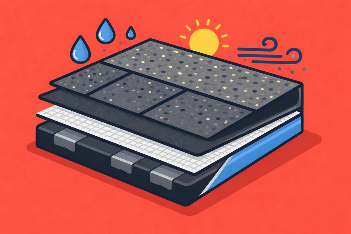 Asphalt shingle construction layers