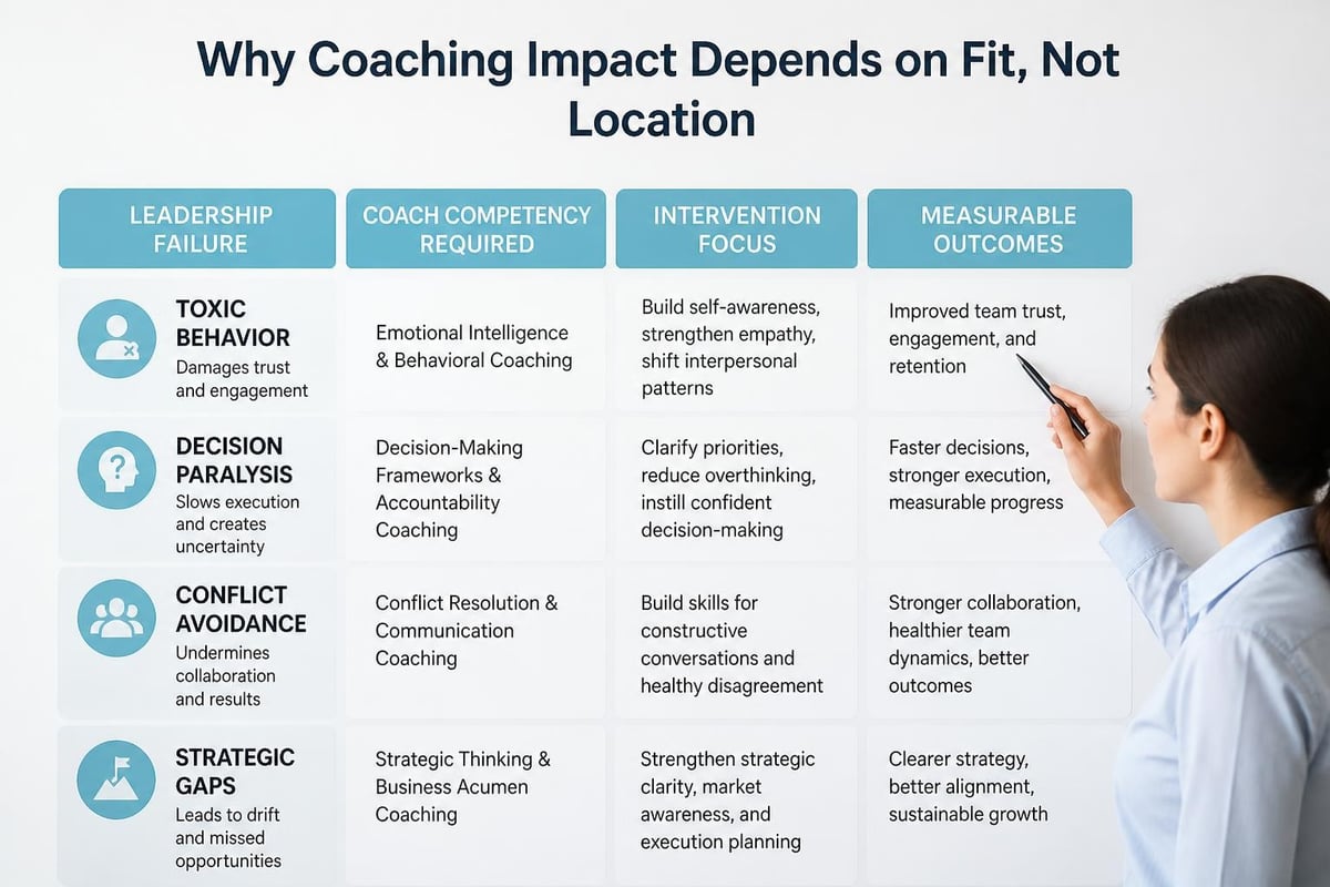 Diagnostic framework for matching leadership challenges to coach expertise