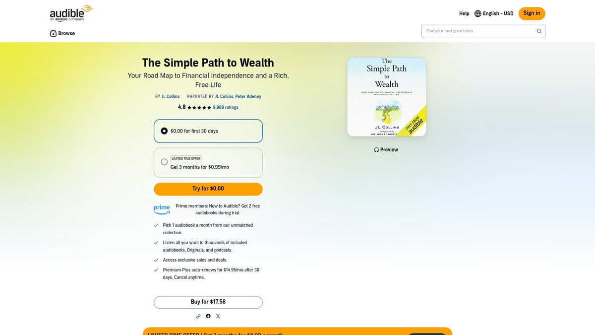 Top 10 Best Selling Finance Books to Read in 2026 - The Simple Path to Wealth by JL Collins