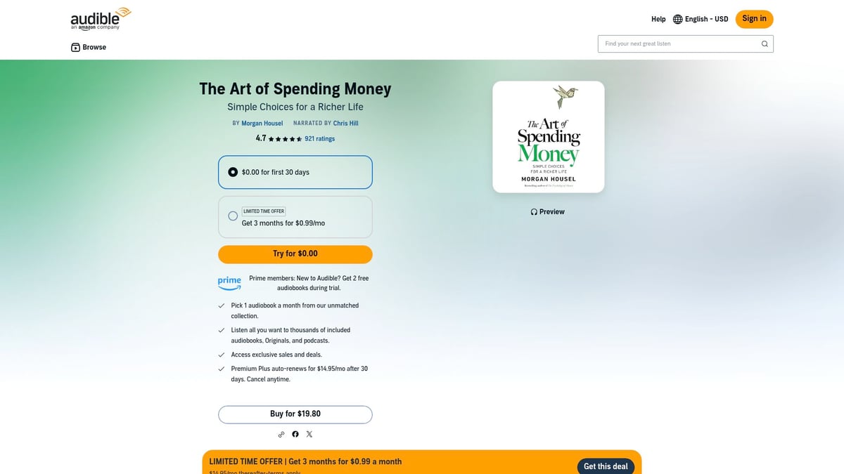 Top 10 Best Selling Finance Books to Read in 2026 - The Art of Spending Money by Morgan Housel