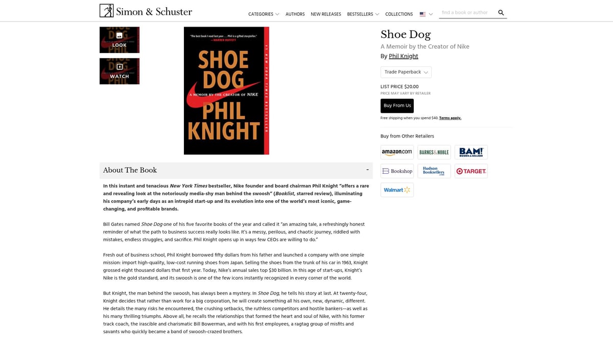 Top 10 Best Selling Finance Books to Read in 2026 - Shoe Dog by Phil Knight