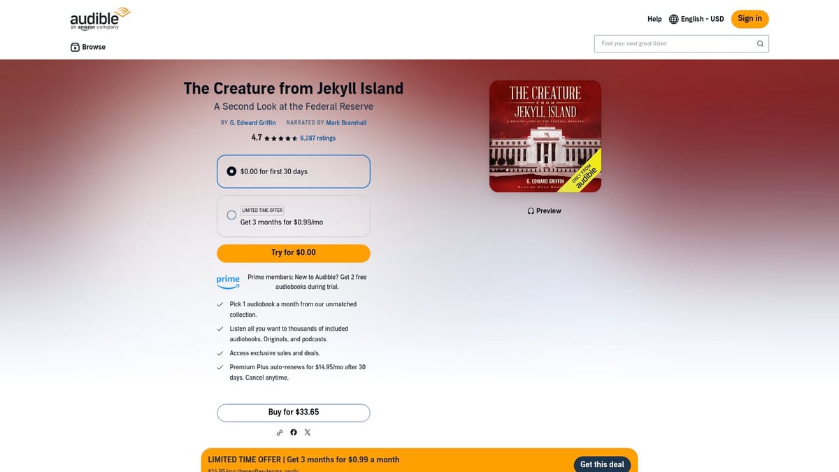 Top 10 Best Selling Finance Books to Read in 2026 - The Creature from Jekyll Island by G. Edward Griffin
