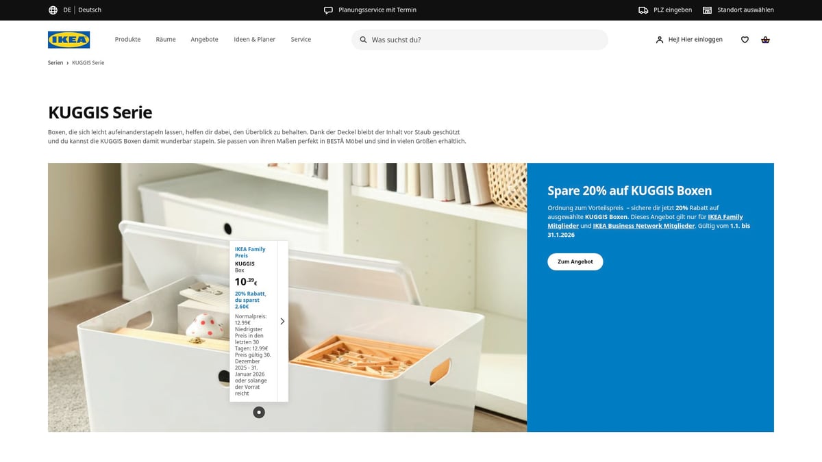 7 Überraschende IKEA Angebot Highlights 2026 für Sparfüchse - 2. KUGGIS Boxen – 20% Rabatt auf die beliebte Ordnungsserie