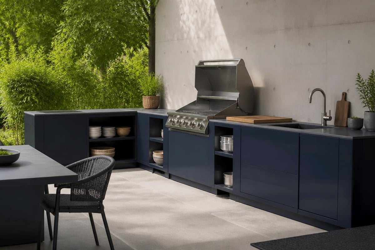 Modular outdoor kitchen component assembly