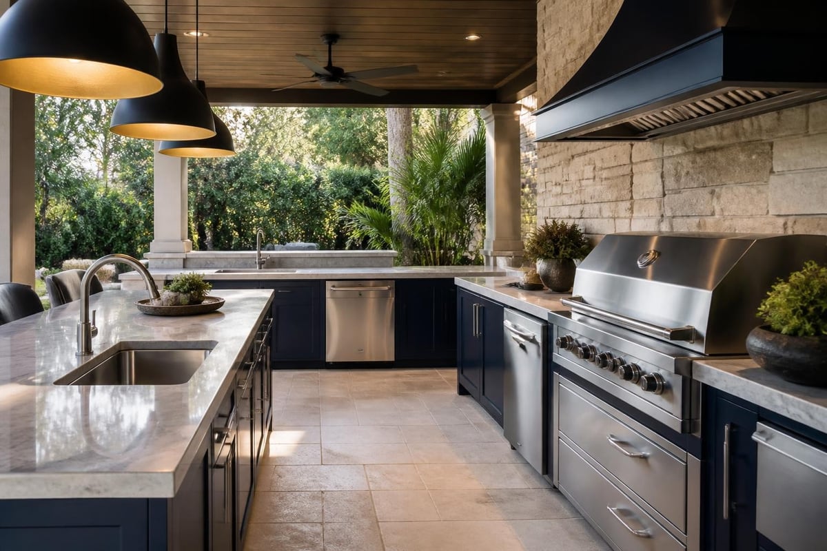 Outdoor kitchen workflow zones