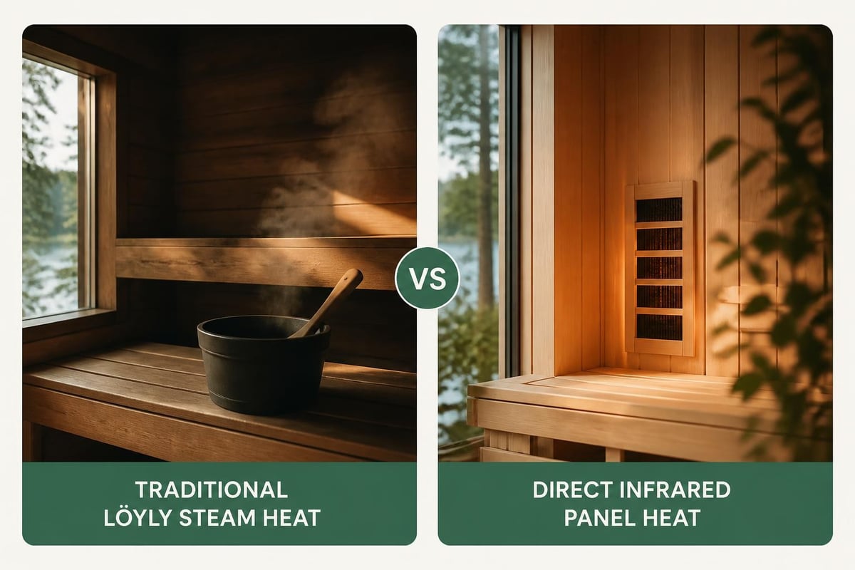 Heat delivery methods in sauna types