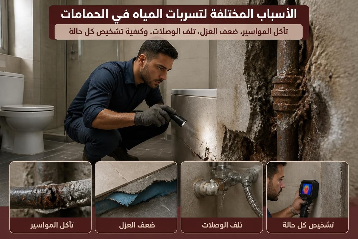 أسباب تسربات المياه في الحمامات