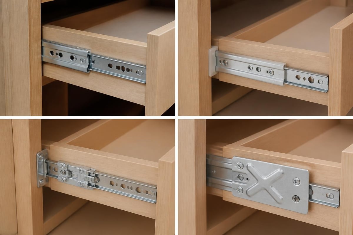 Bracket types for drawer slides