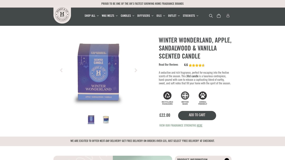 Top 8 Scented Candles UK Picks to Transform Your Home 2025 - Henry & Co – Winter Wonderland Scented Candle