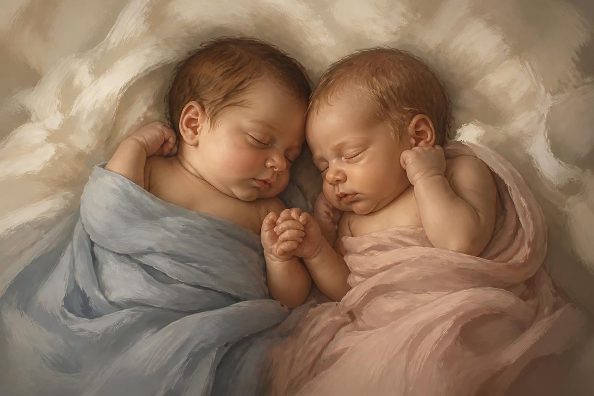 Twin bonding in newborn photos