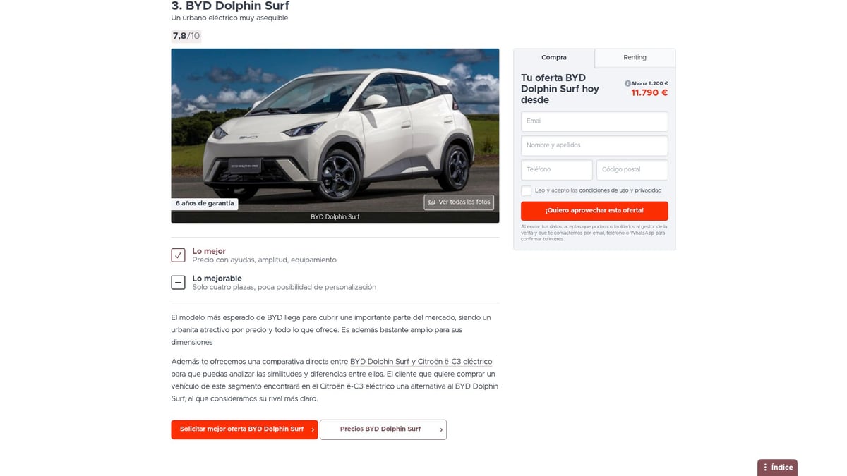 8 Coches Utilitarios Destacados Para Comprar en 2026 - BYD Dolphin Surf