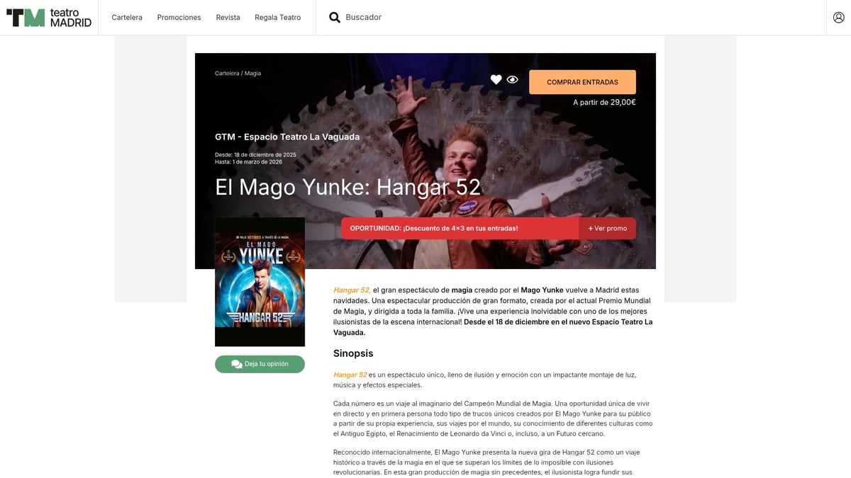 Descubre El Mejor Espectaculo Magia Madrid: Top Opciones 2026 - 7. Mago Yunke: Hangar 52 - Espacio Teatro La Vaguada