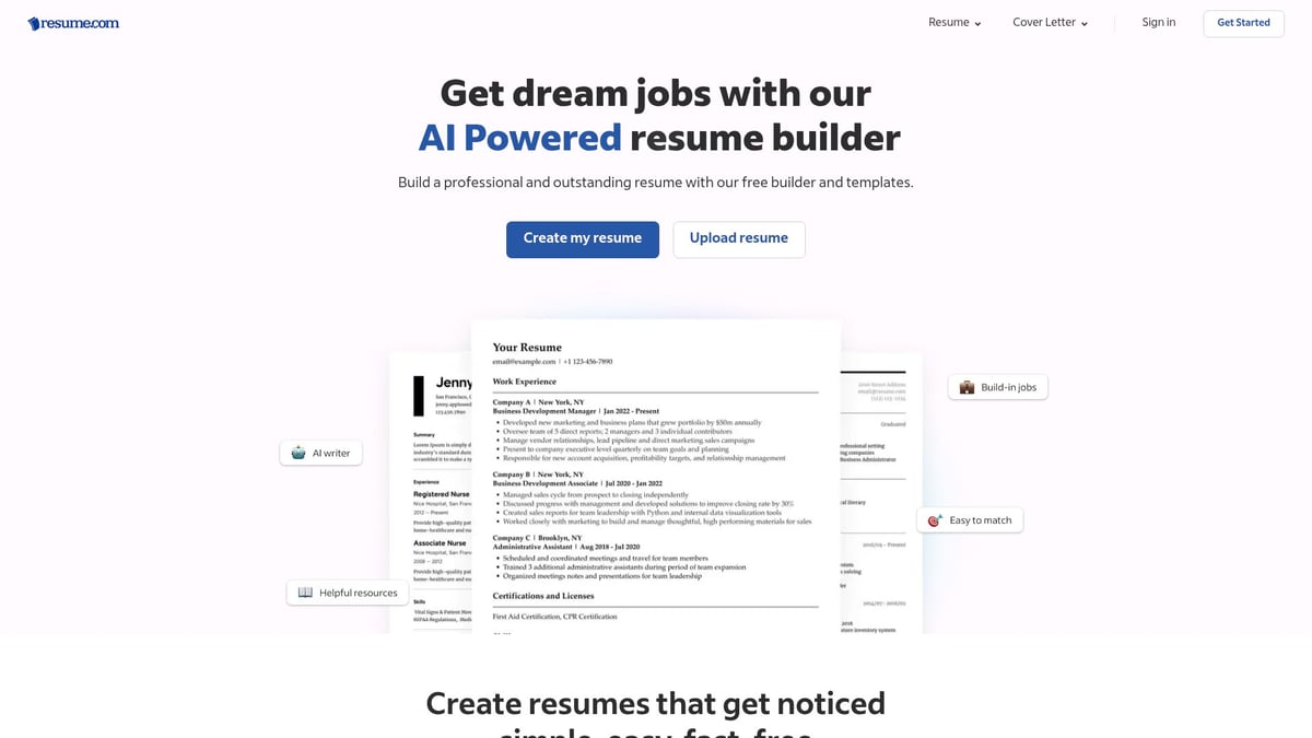7 Best Top Rated Free Resume Builder Tools for 2025 - Resume.com