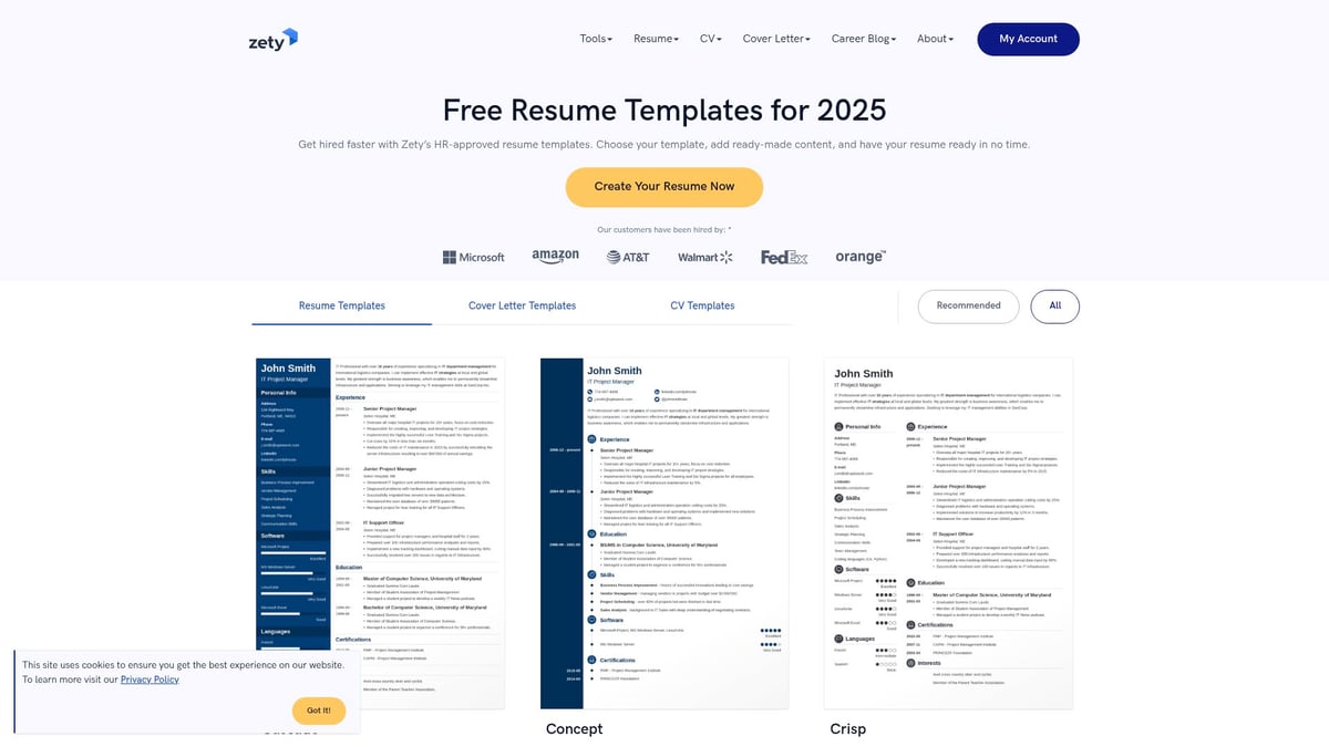 7 Best Top Rated Free Resume Builder Tools for 2025 - Zety