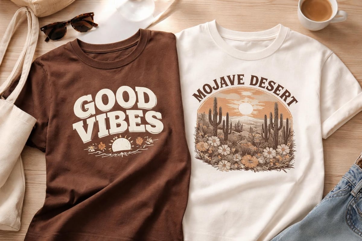 Brown and white graphic tee color psychology