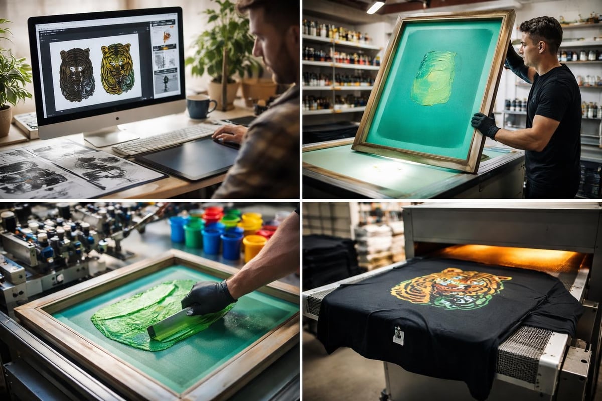 Screen printing process stages