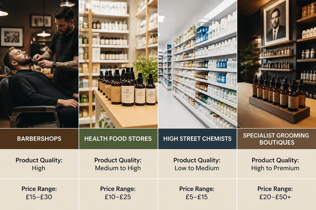 Retail comparison for beard oil
