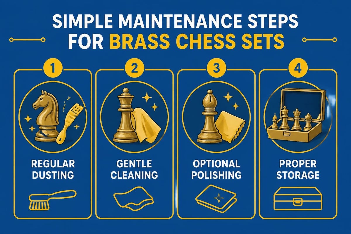 Brass chess set care routine