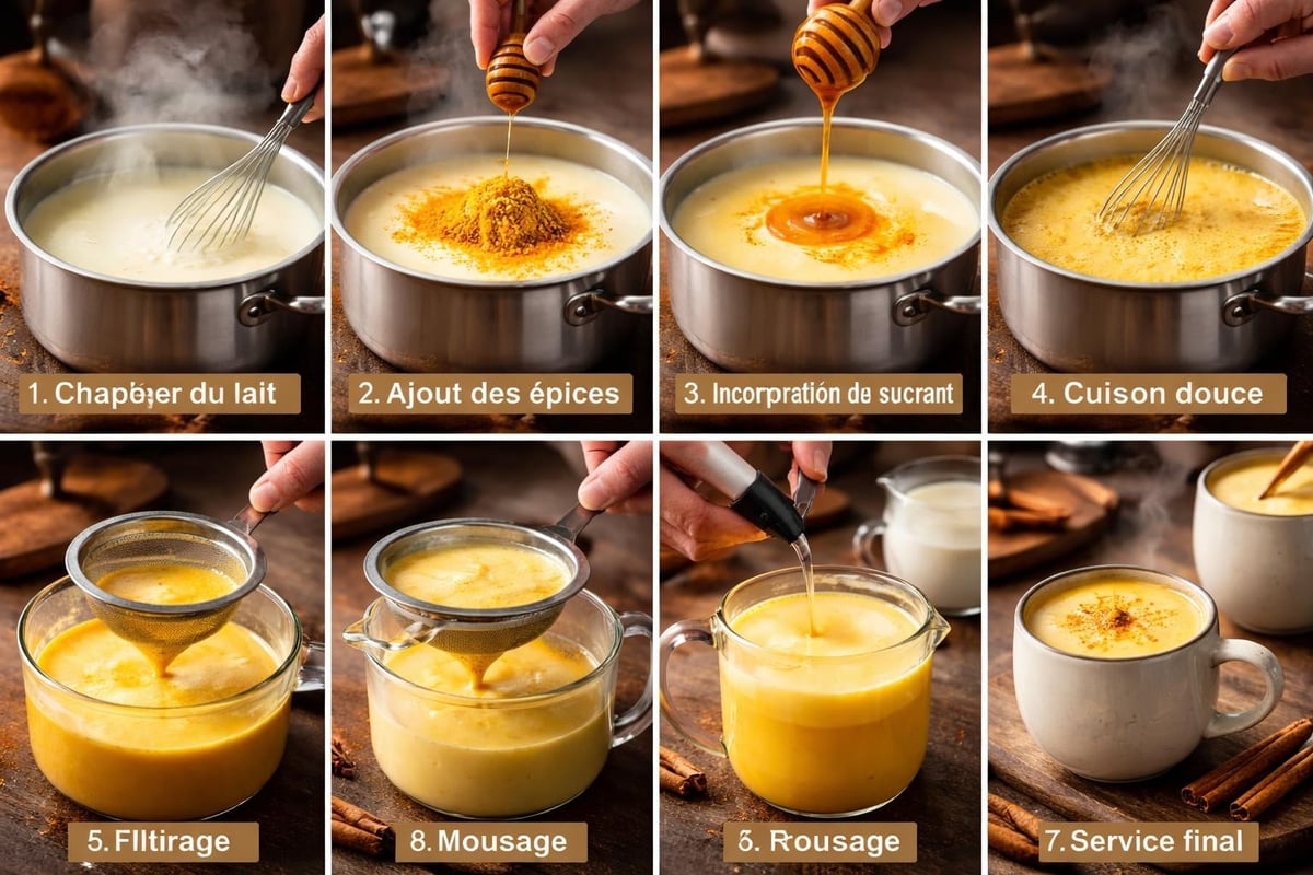 Préparation du curcuma latte