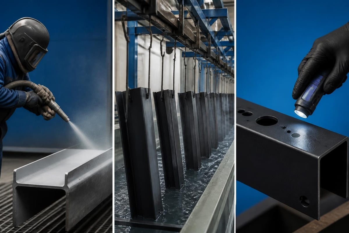 Steel surface preparation for powder coating