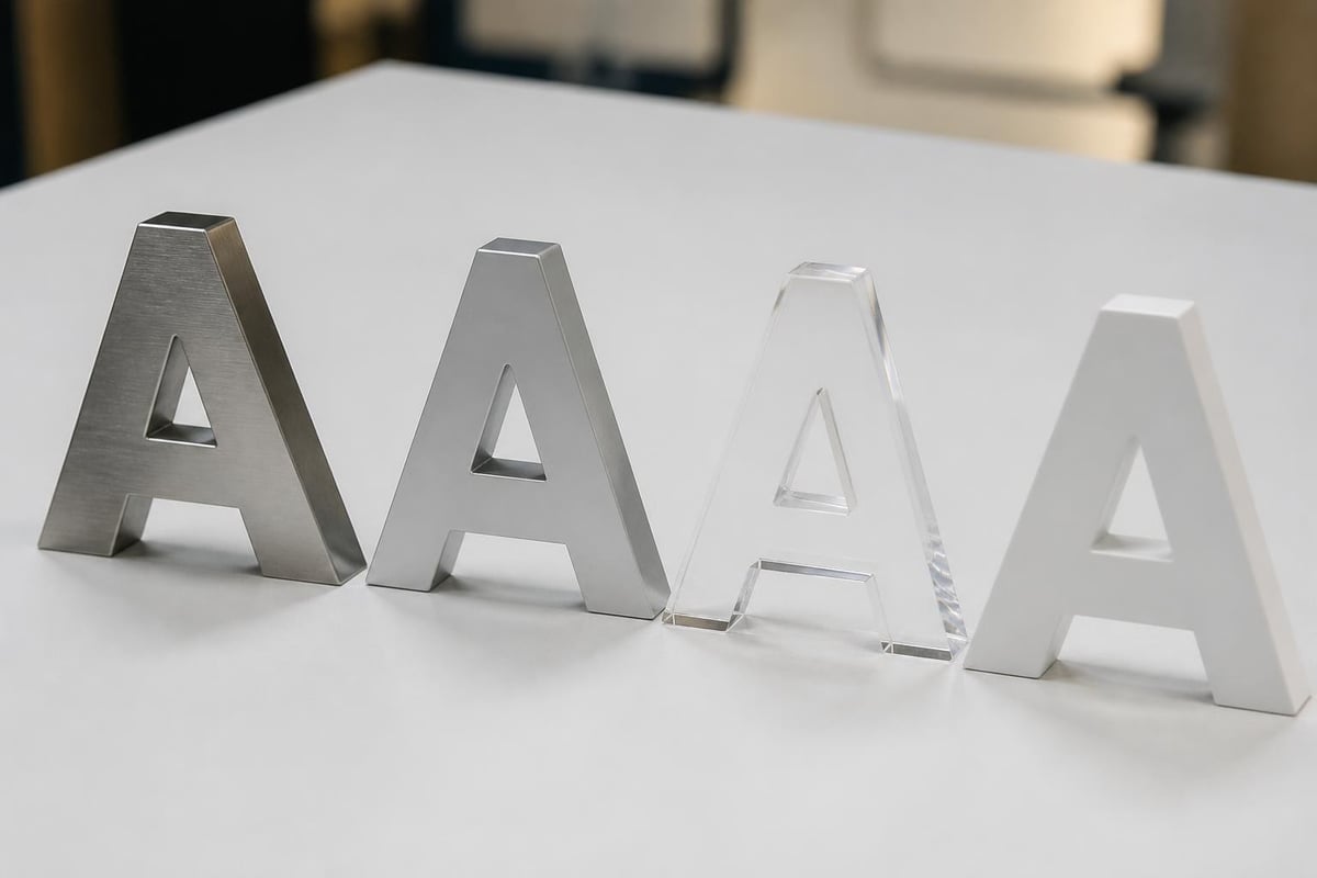 Material comparison for 3D letters