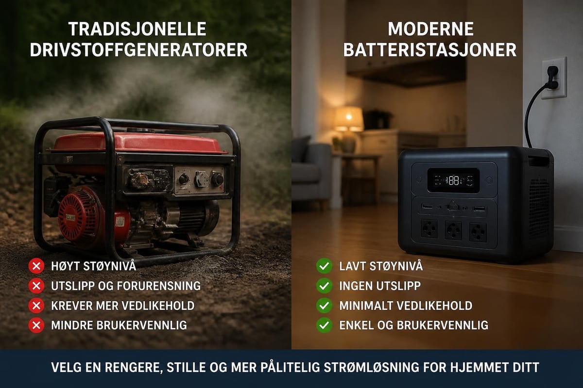 Batteribaserte vs tradisjonelle generatorer