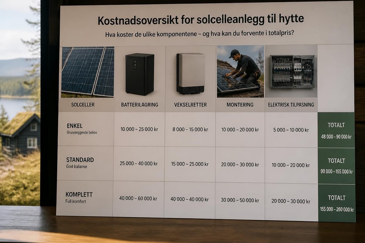 Solcellepanel hytte kostnadsoversikt