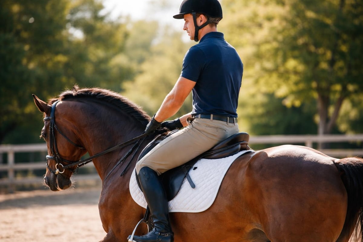 Core stability principles in mens horse riding