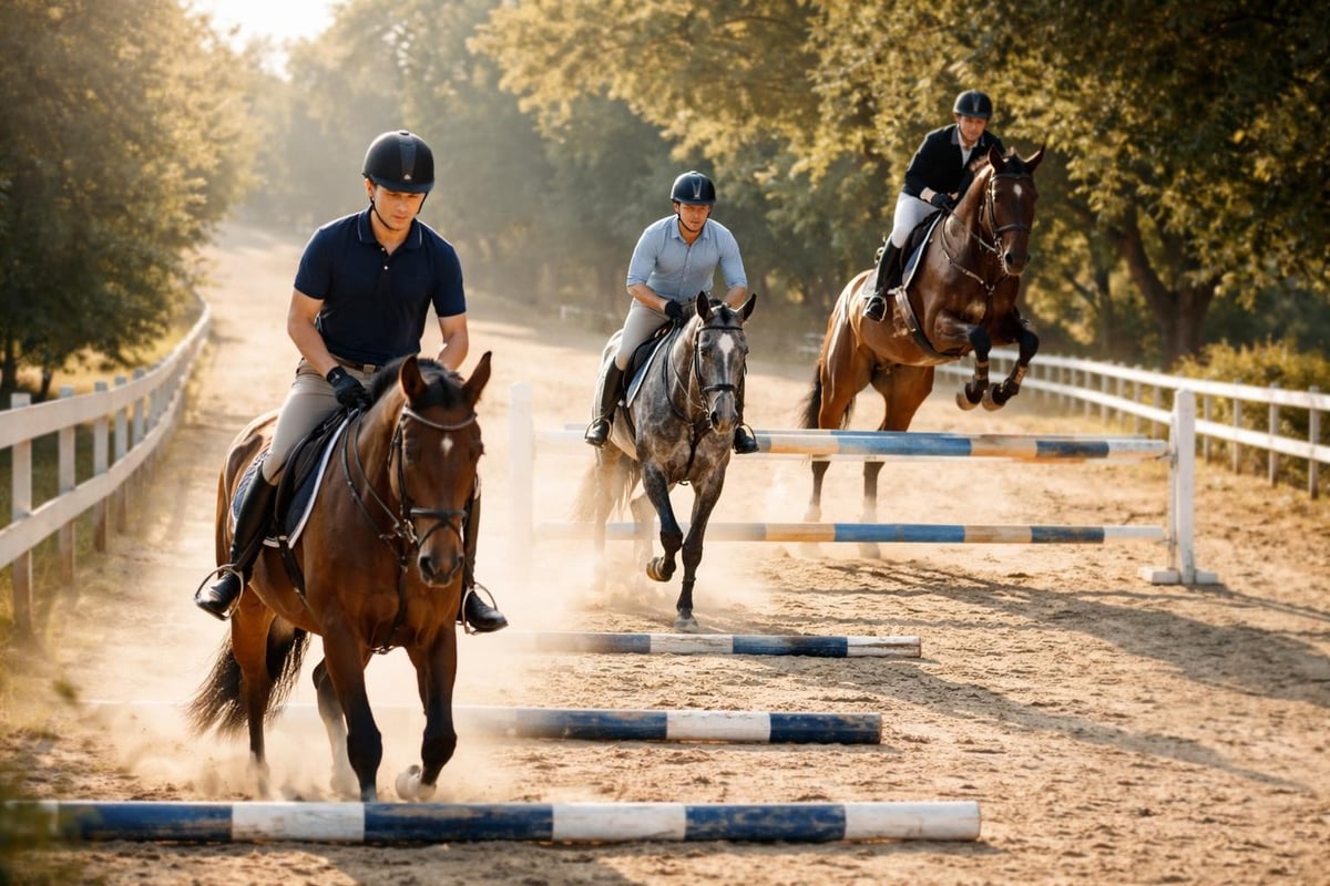 Progressive skill development in mens horse riding