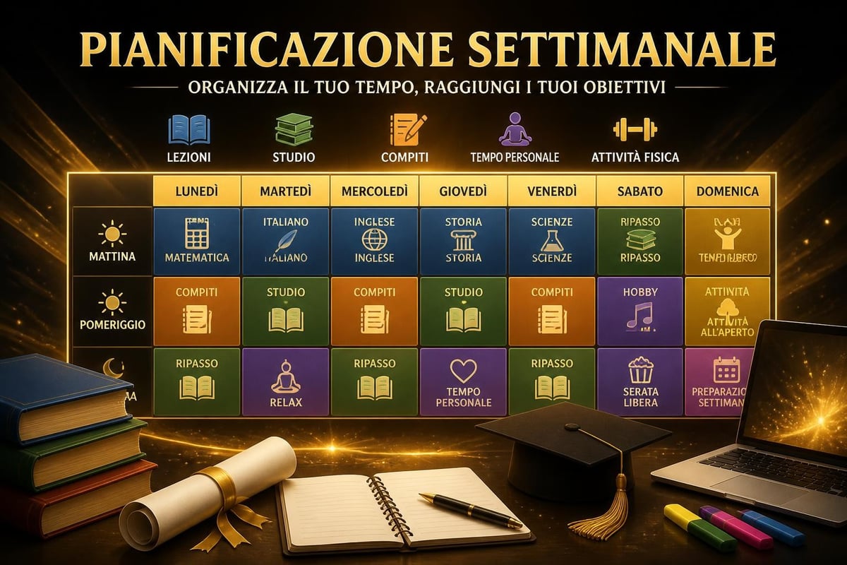 Weekly study planner organization