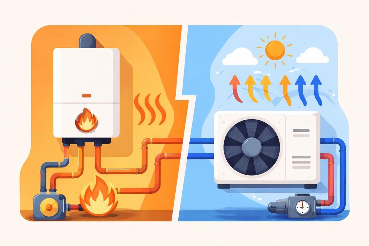 Funktionsprinzip Gastherme vs. Wärmepumpe – Vergleich Scholz Bergmann Sanitärtechnik Hamburg