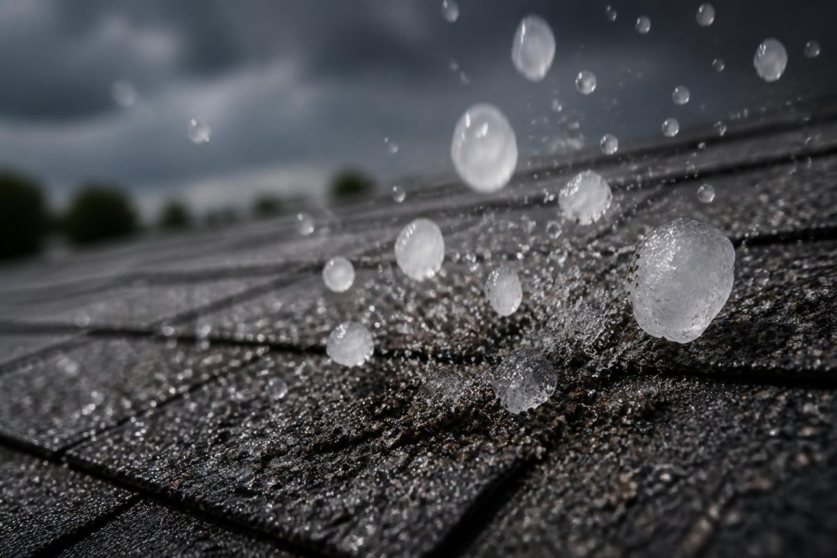 Hail impact mechanics on shingles