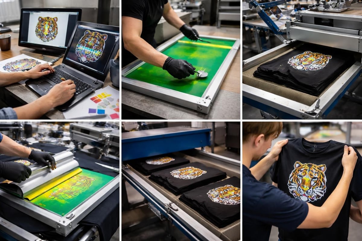 Screen printing process stages