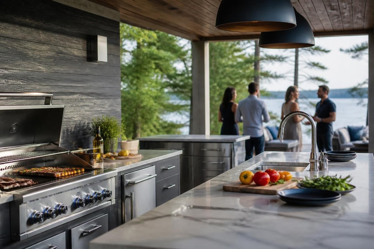 Outdoor kitchen functional zones