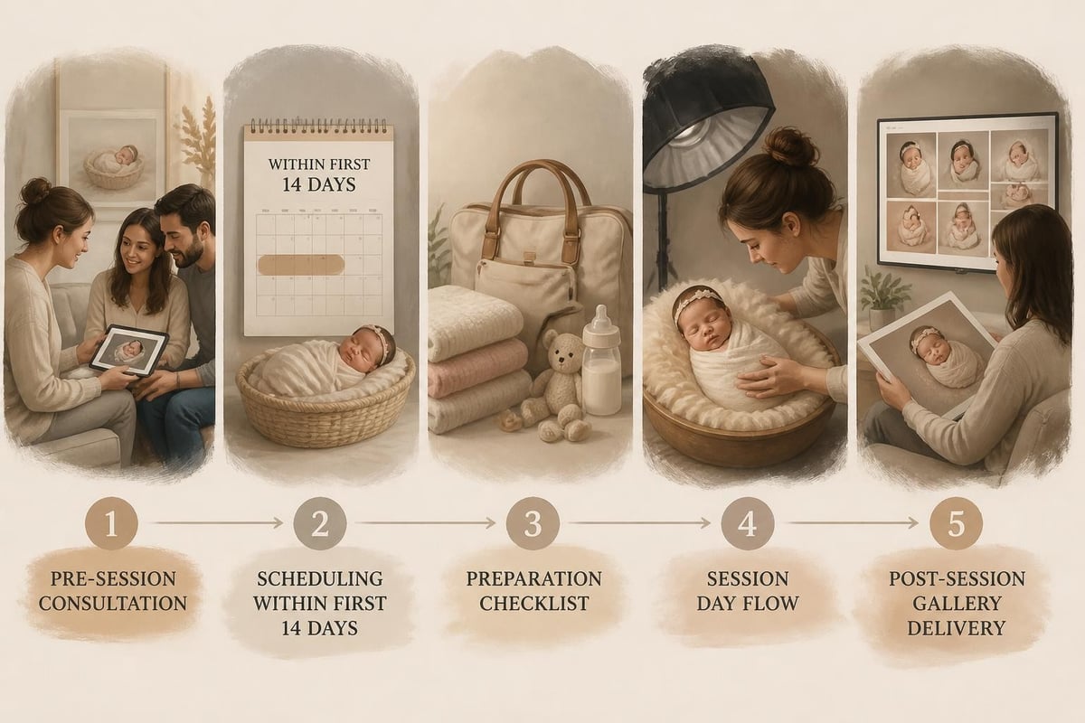 Newborn photography session workflow