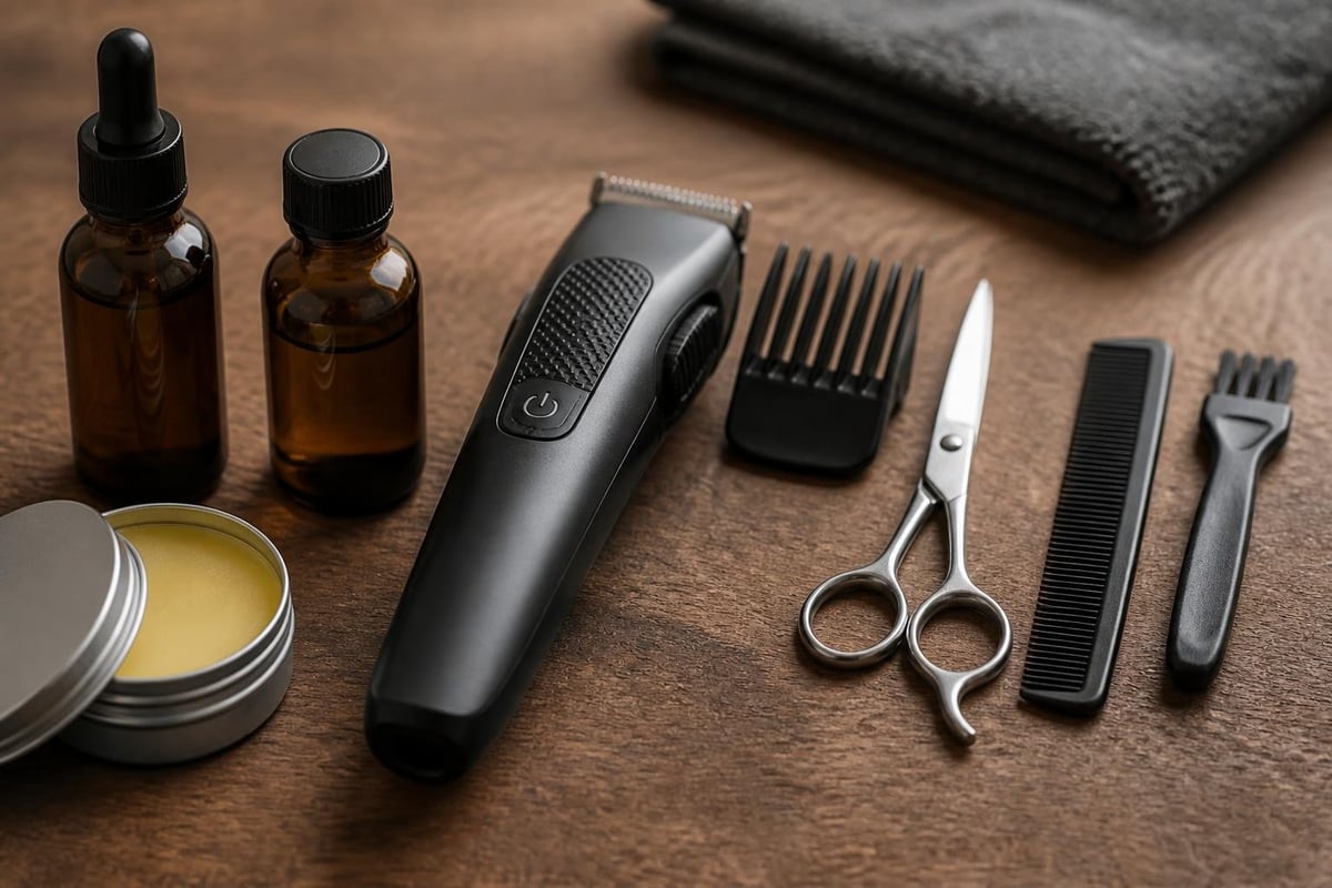 Components of a moustache trimming kit