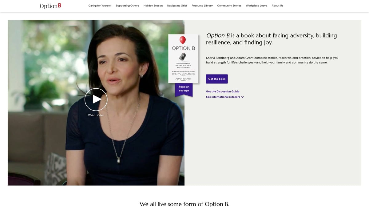 Top 7 Best Books on Resilience to Read in 2026 - Option B: Facing Adversity, Building Resilience, and Finding Joy by Sheryl Sandberg & Adam Grant