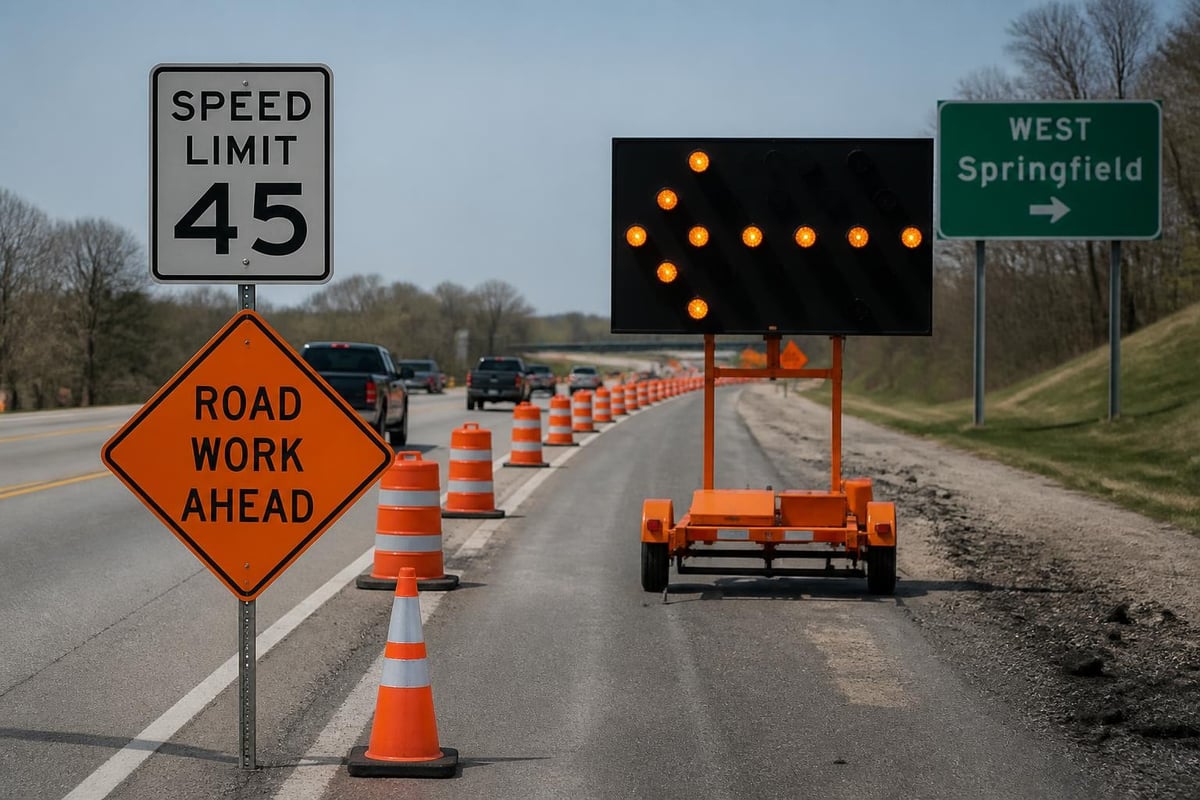 Road construction sign hierarchy