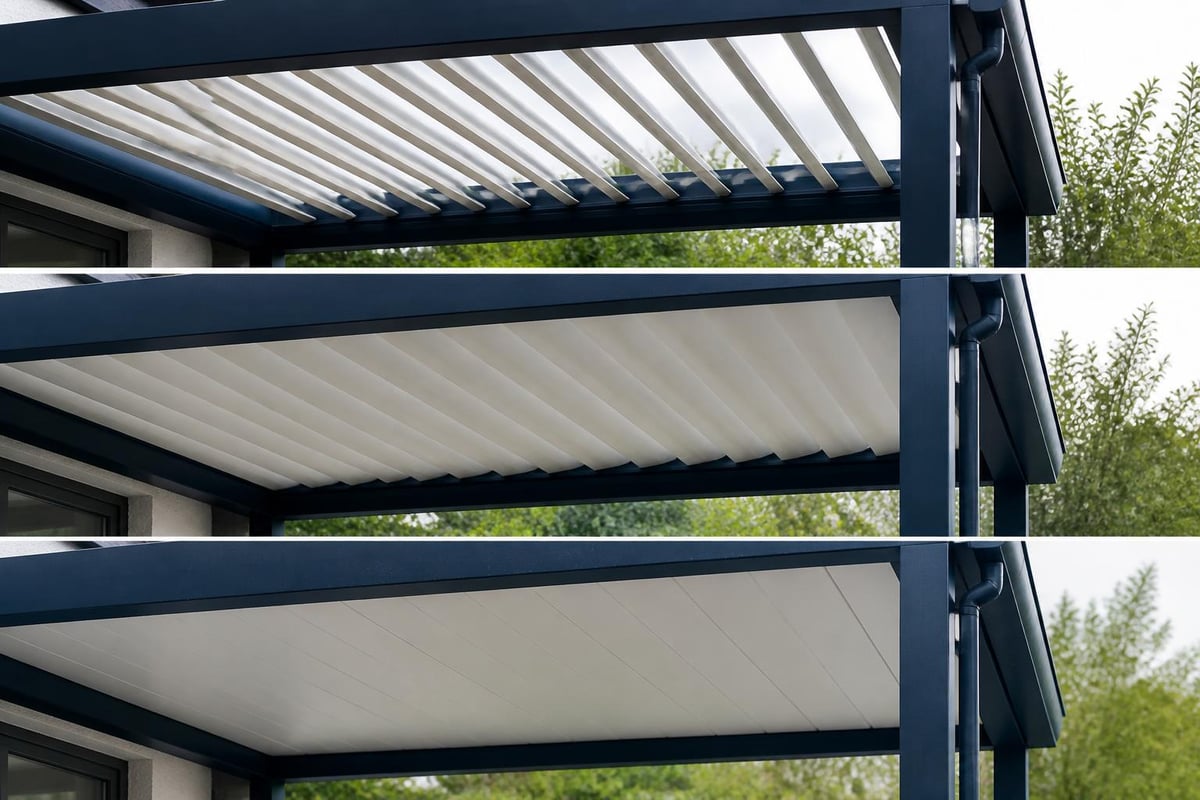 Waterproof pergola louvered roof system