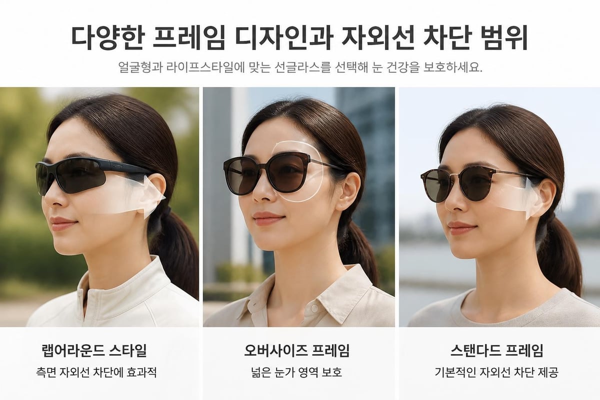 프레임 디자인별 자외선 차단 범위