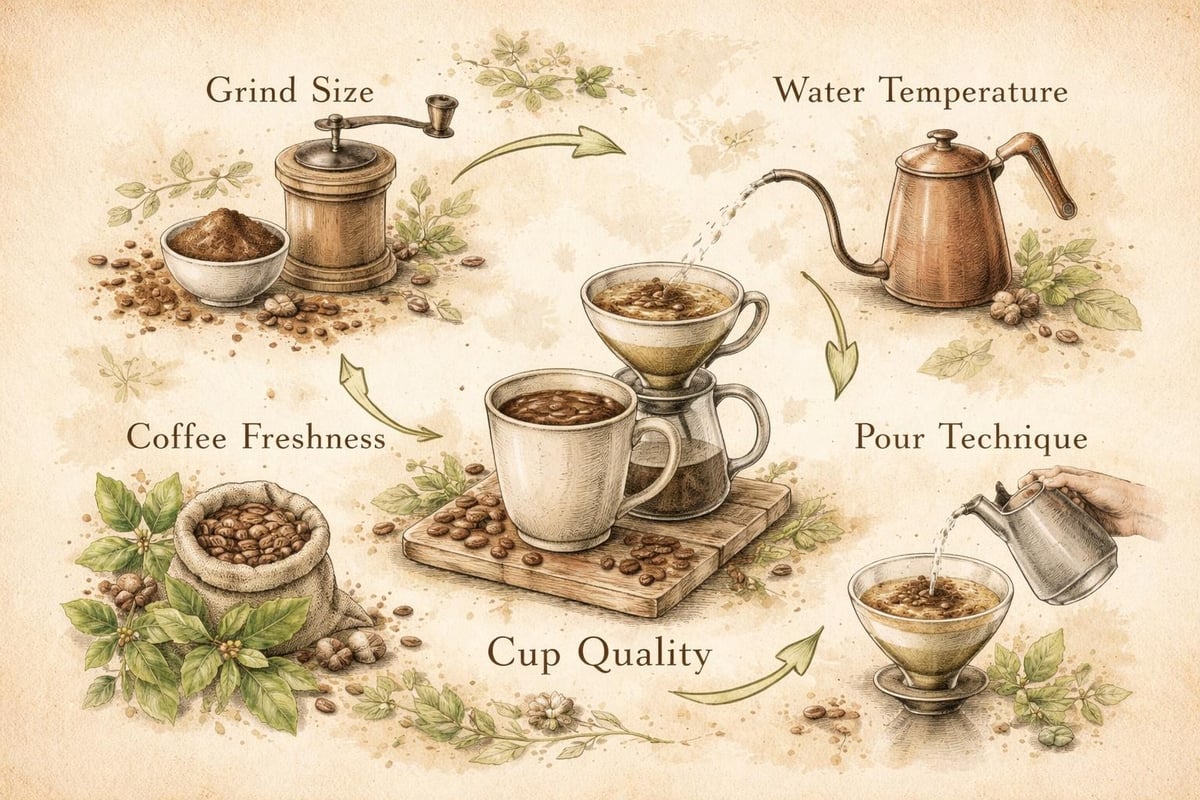 Variables affecting hand drip coffee extraction quality