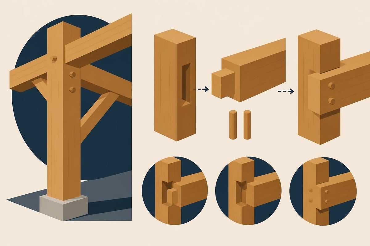 Mortise and tenon joinery in timber frame