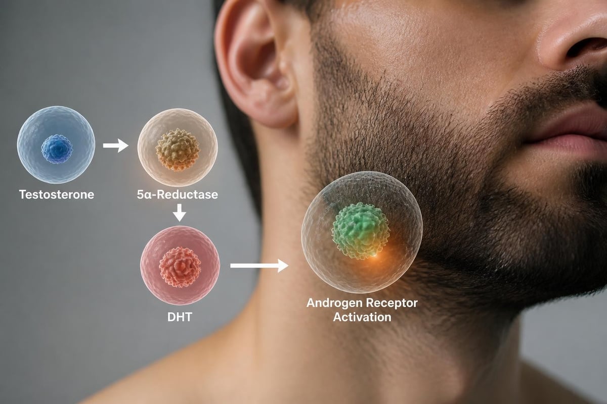 Hormonal pathway of beard growth