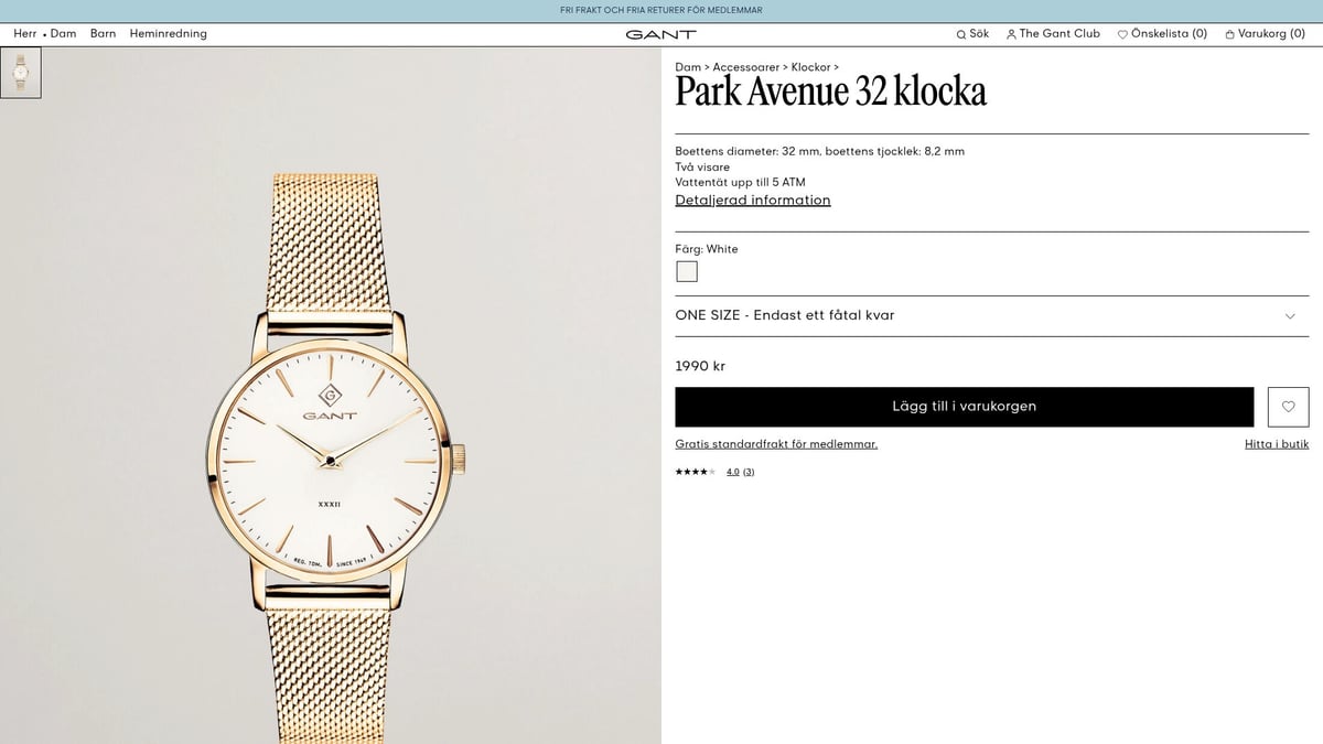 7 Trendiga Klocka Dam 2025 – Stilar Du Inte Får Missa - GANT Park Avenue 32 – Klassisk Vit Minimalism