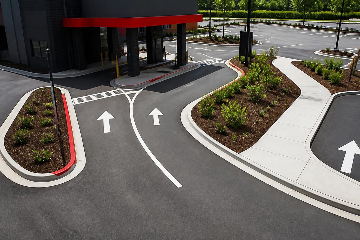 Commercial bullnose curb layout