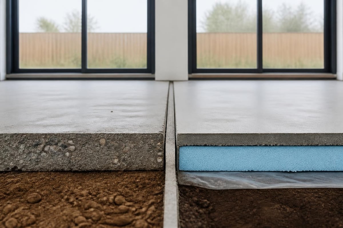 Heat transfer through concrete slab