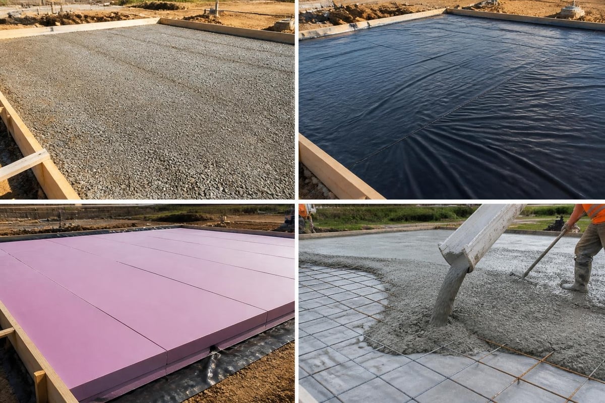 Under-slab insulation installation sequence