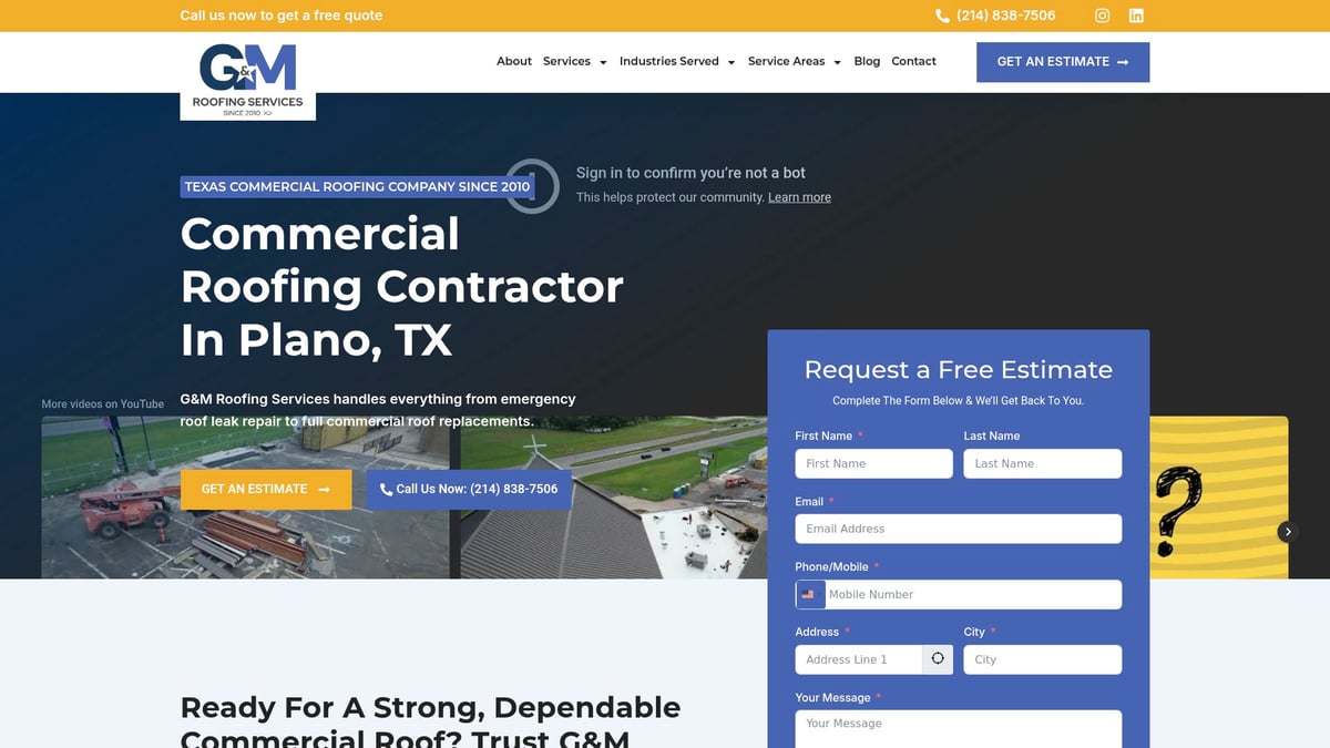 G&M Roofing Services commercial roofing team